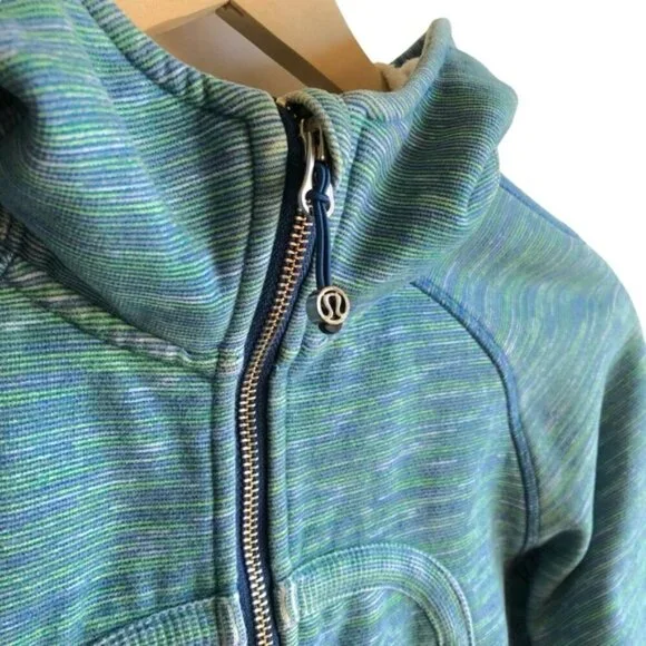 Lululemon Scuba Hoodie Size 6 Green Yellow Blue Stripes - Picture 8 of 11